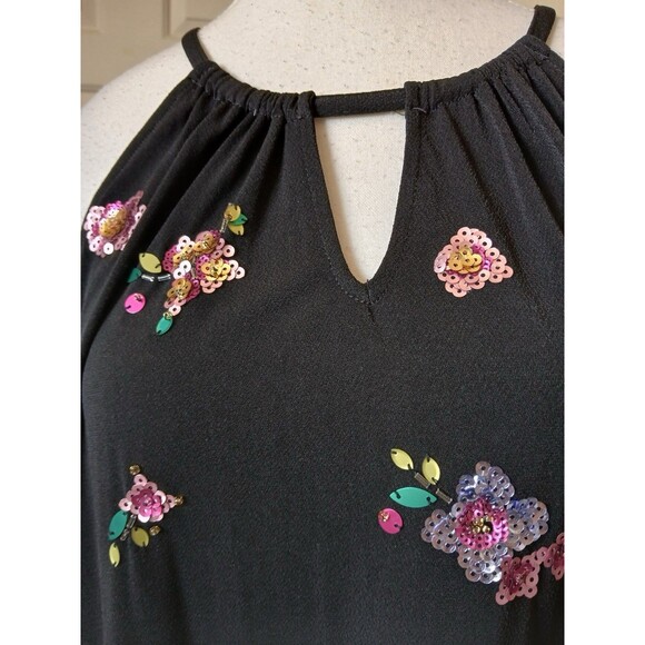 INC International Concepts Women's Embellished Bubble Hem Halter Top Black PXL - Picture 8 of 16